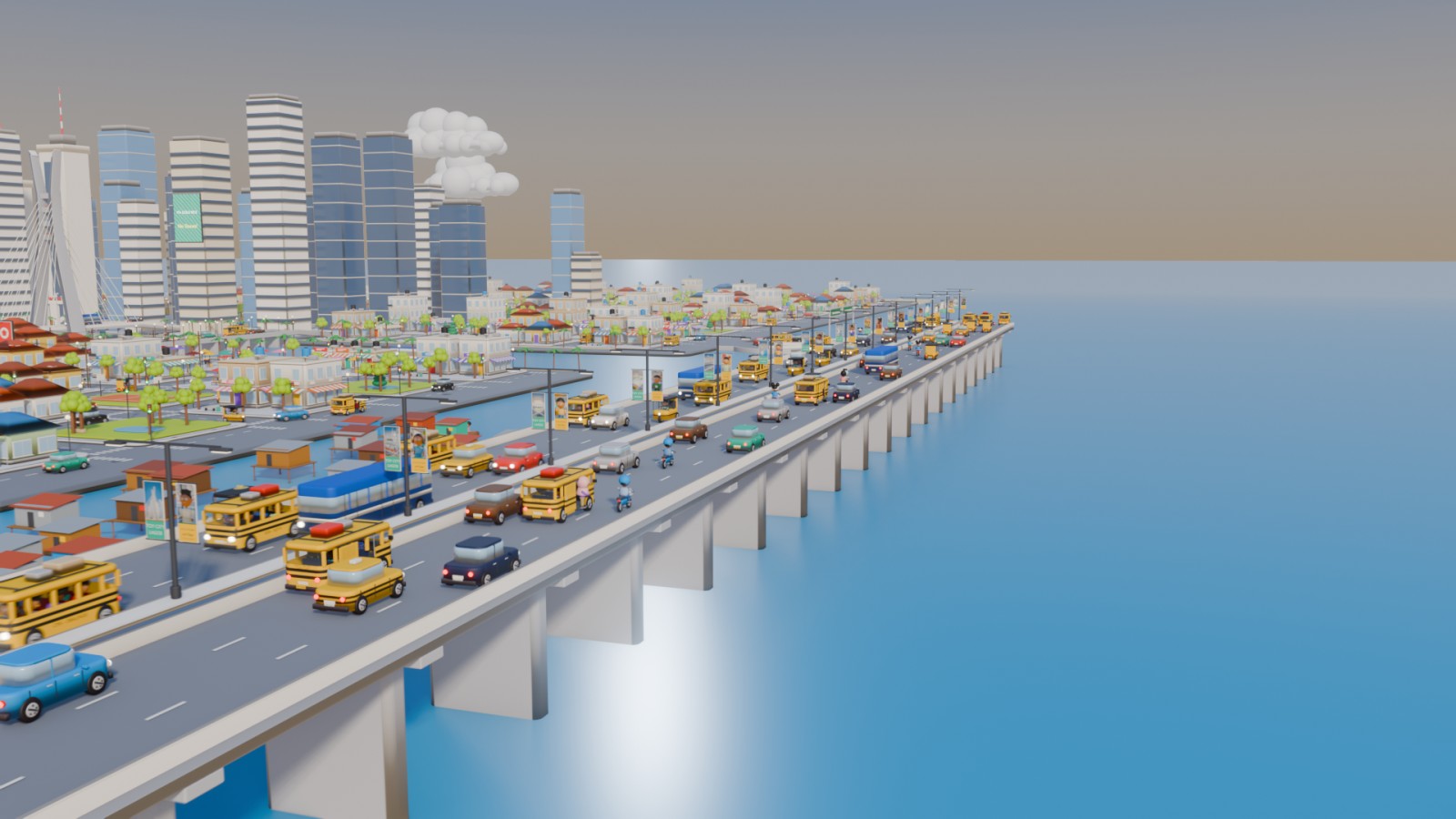 Traffic on the Third Mainland Bridge in Toy City Lagos